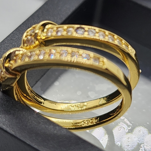 18K Gold Plated Zircon 925 Stamped 3-Piece Ring Set - Picture 11 of 14